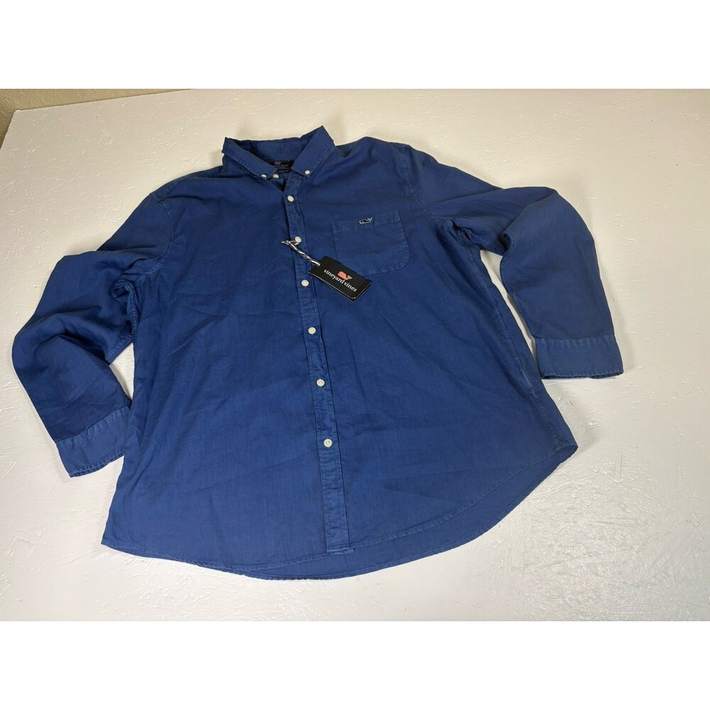 Vineyard Vines Men's Slim Fit Tucker Shirt Blue Cotton Silk Button-Down XL